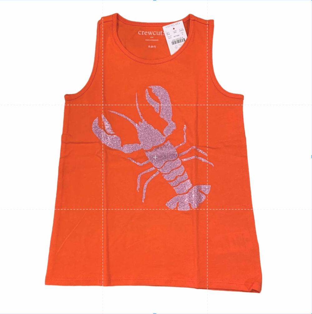 NWT J Crew Girls' Orange & Glitter Pink Lobster Graphic Tank Top